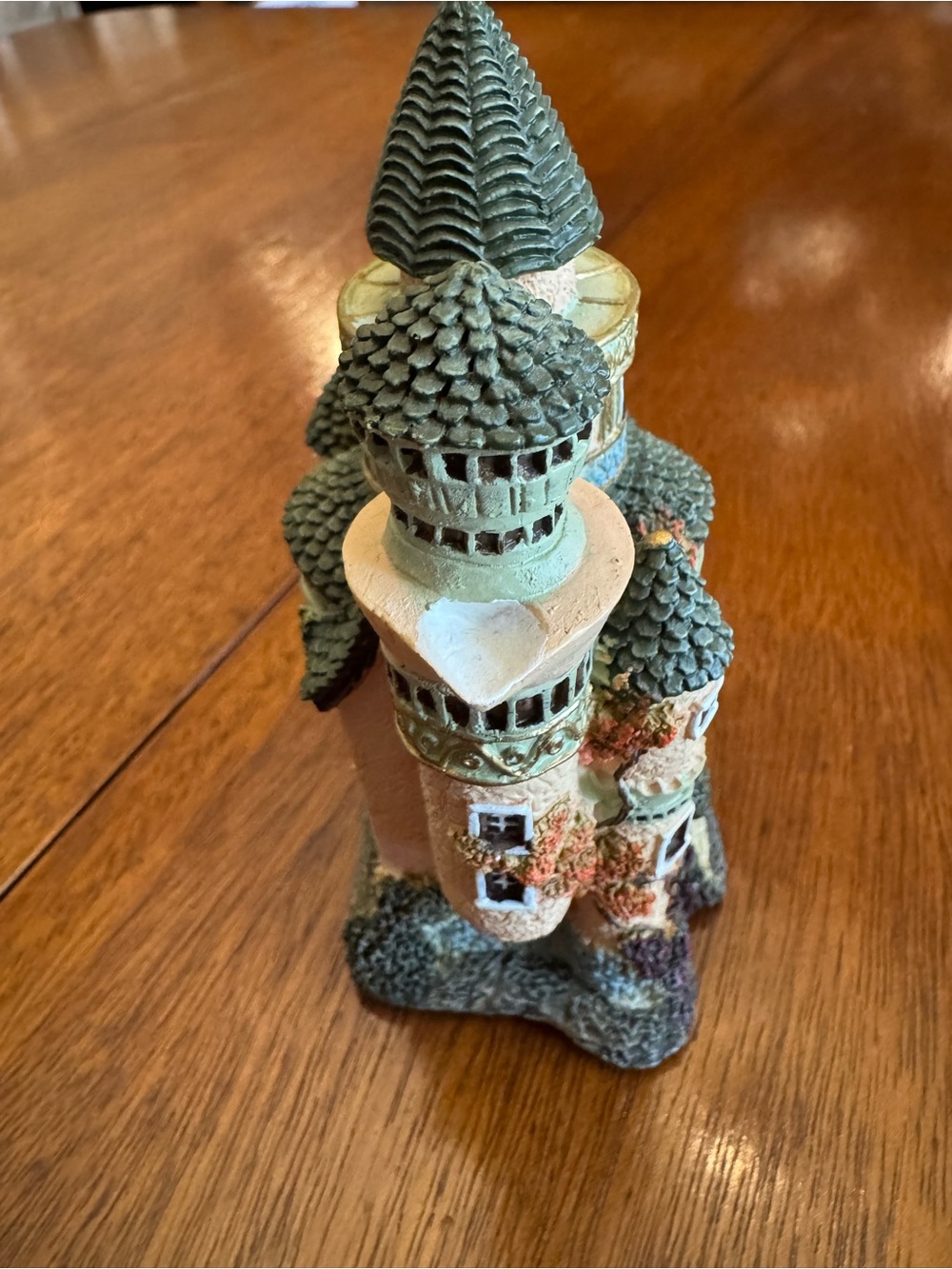 Decorative Castle Home Art Sculpture in Green and Cream - Picture 4 of 8